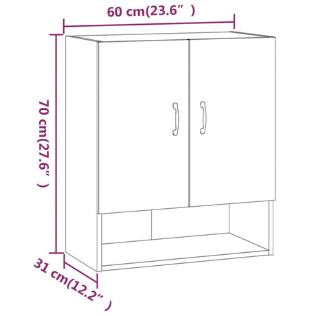 Wall Cabinet 60X31X70 Cm Engineered Wood