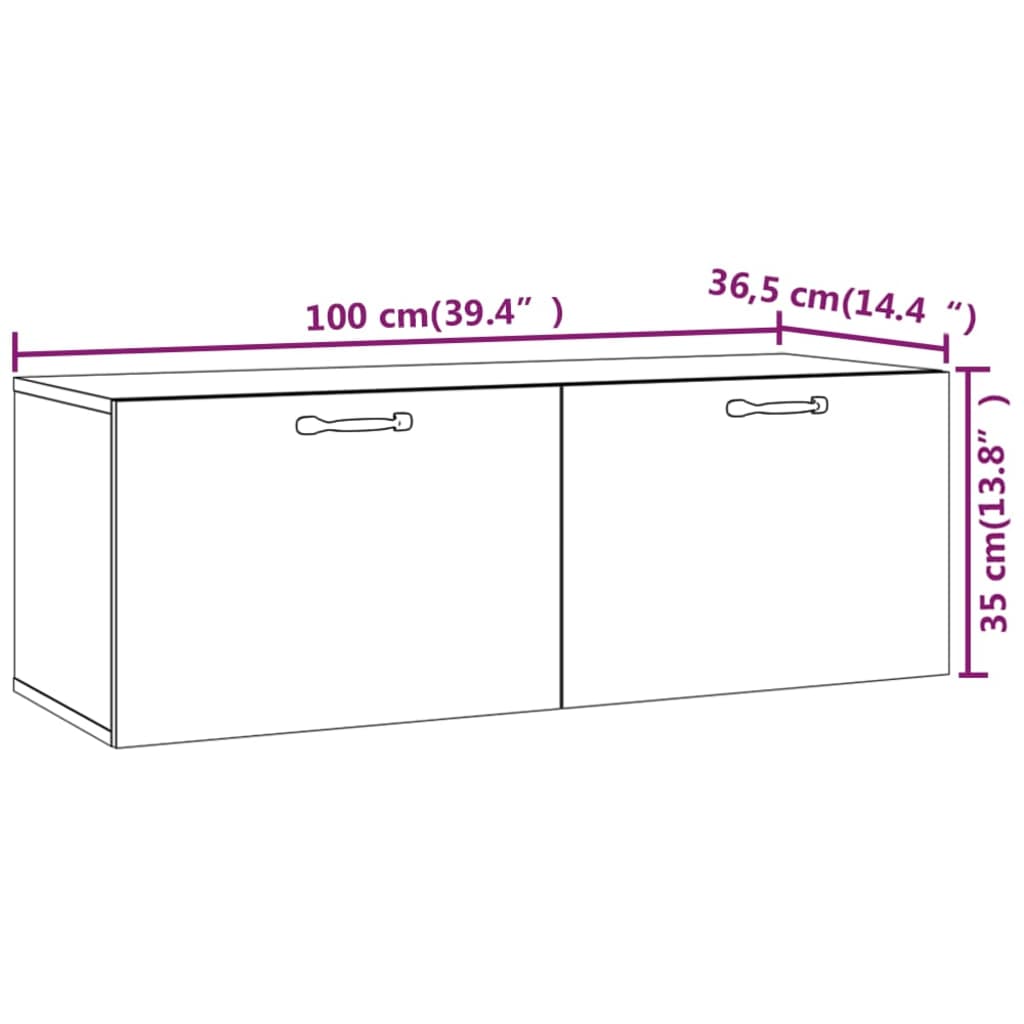 Wall Cabinet 100X36.5X35 Cm Engineered Wood