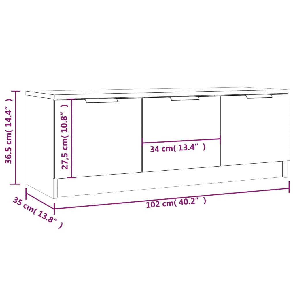Tv Cabinet 102X35X36.5 Cm Engineered Wood