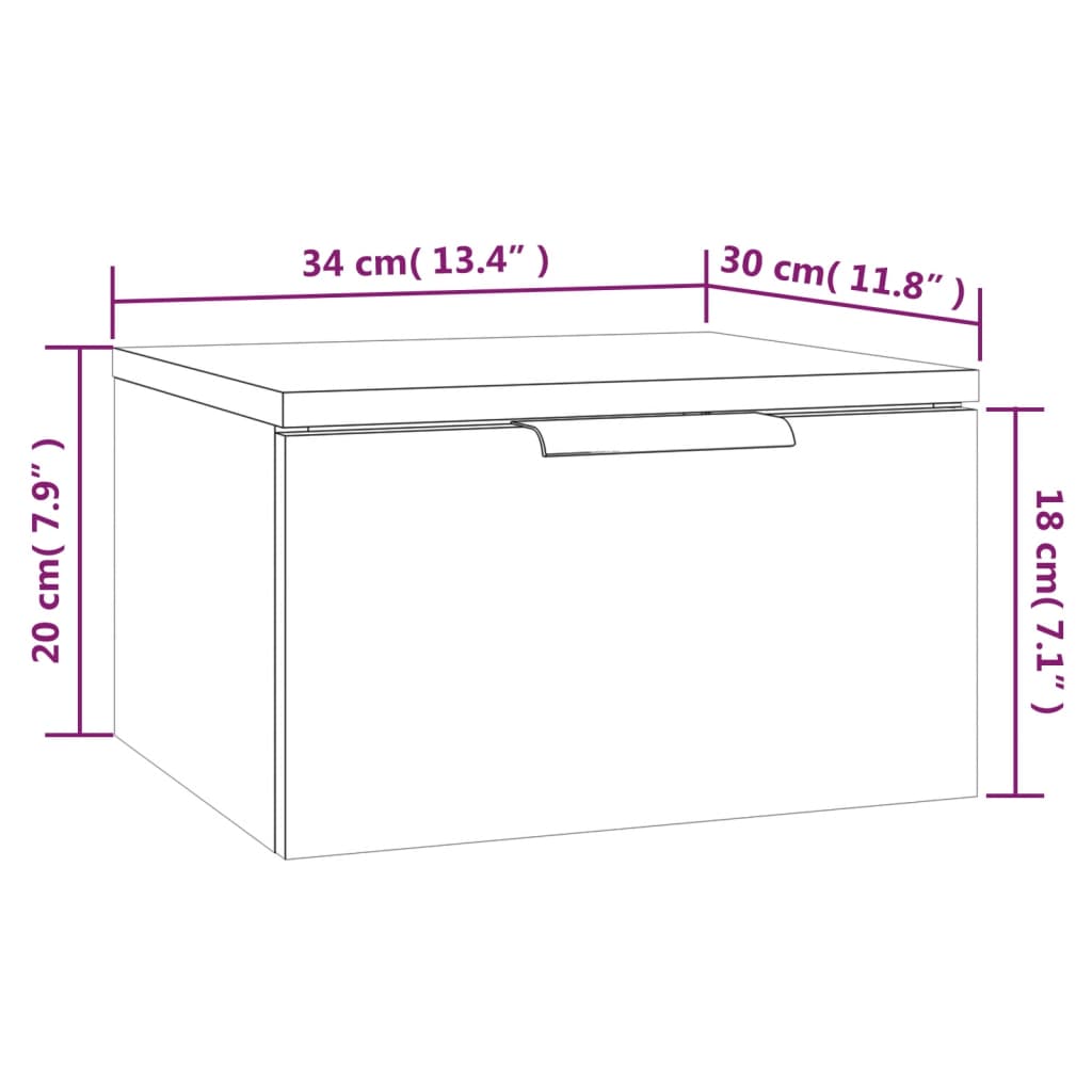 Wall-Mounted Bedside Cabinets 2 Pcs 34X30X20 Cm