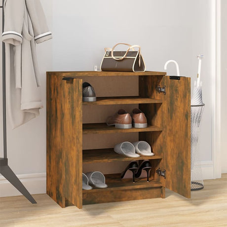 Shoe Cabinet Smoked Oak 59X35X70 Cm Engineered Wood