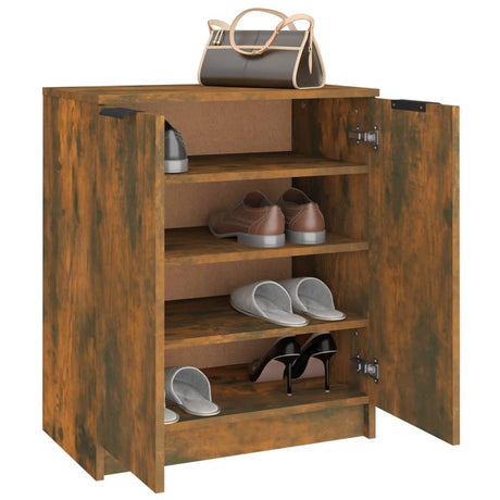 Shoe Cabinet Smoked Oak 59X35X70 Cm Engineered Wood