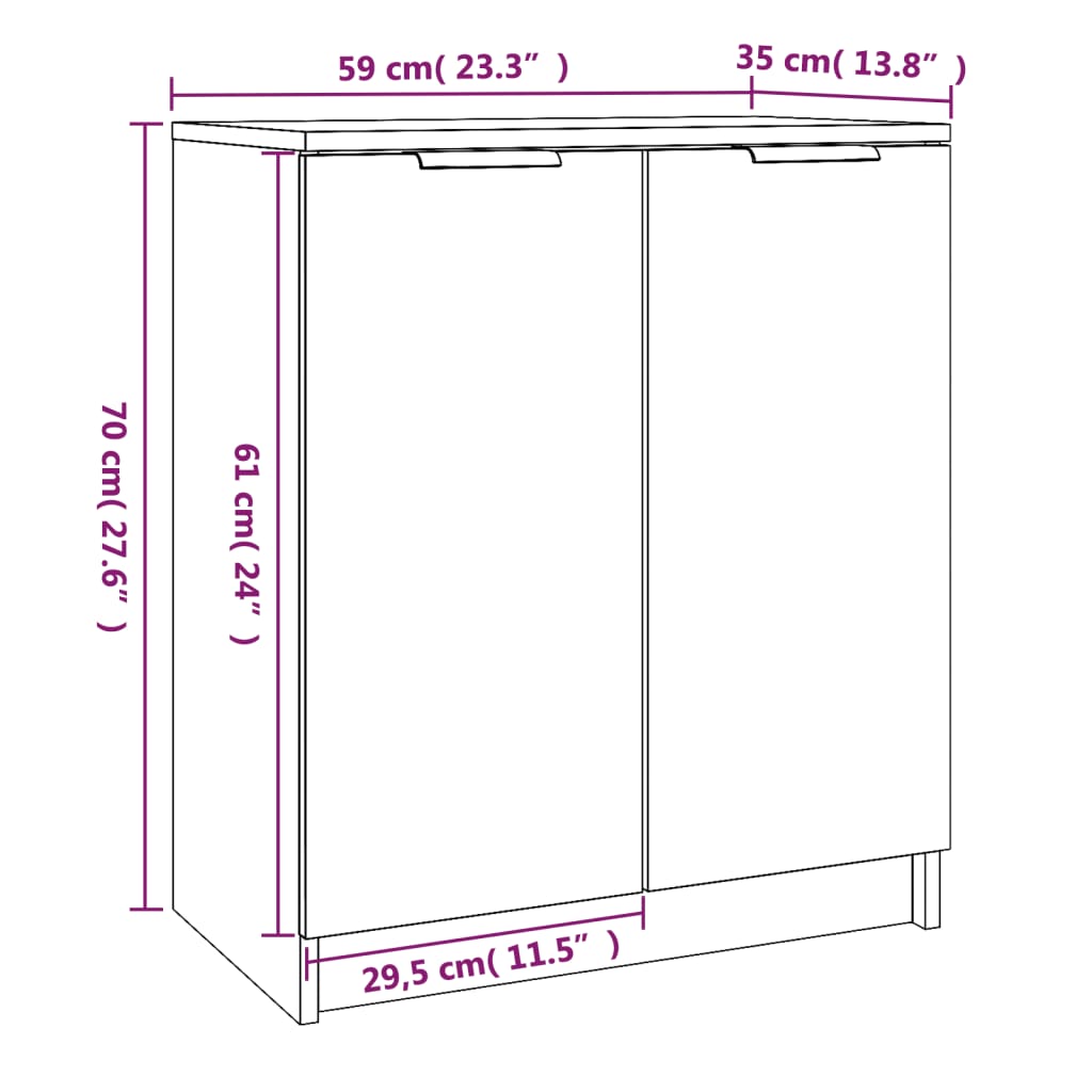 Shoe Cabinet Smoked Oak 59X35X70 Cm Engineered Wood
