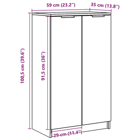 Shoe Cabinet 59X35X100 Cm Engineered Wood