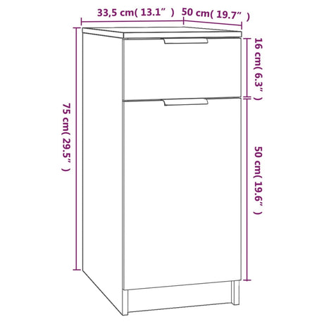 Desk Cabinet 33.5X50X75 Cm Engineered Wood