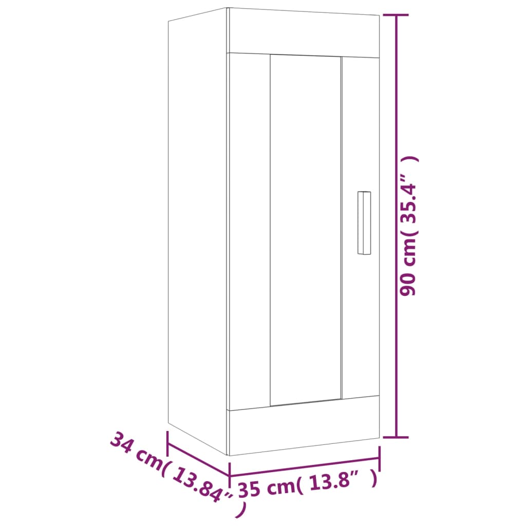 Wall Cabinet 35X34X90 Cm Engineered Wood