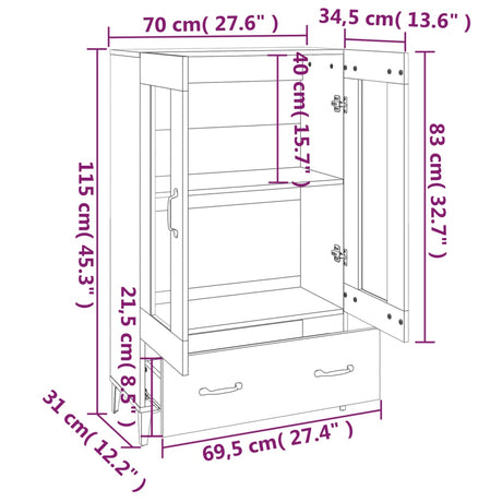 Highboard 70X31X115 Cm Engineered Wood