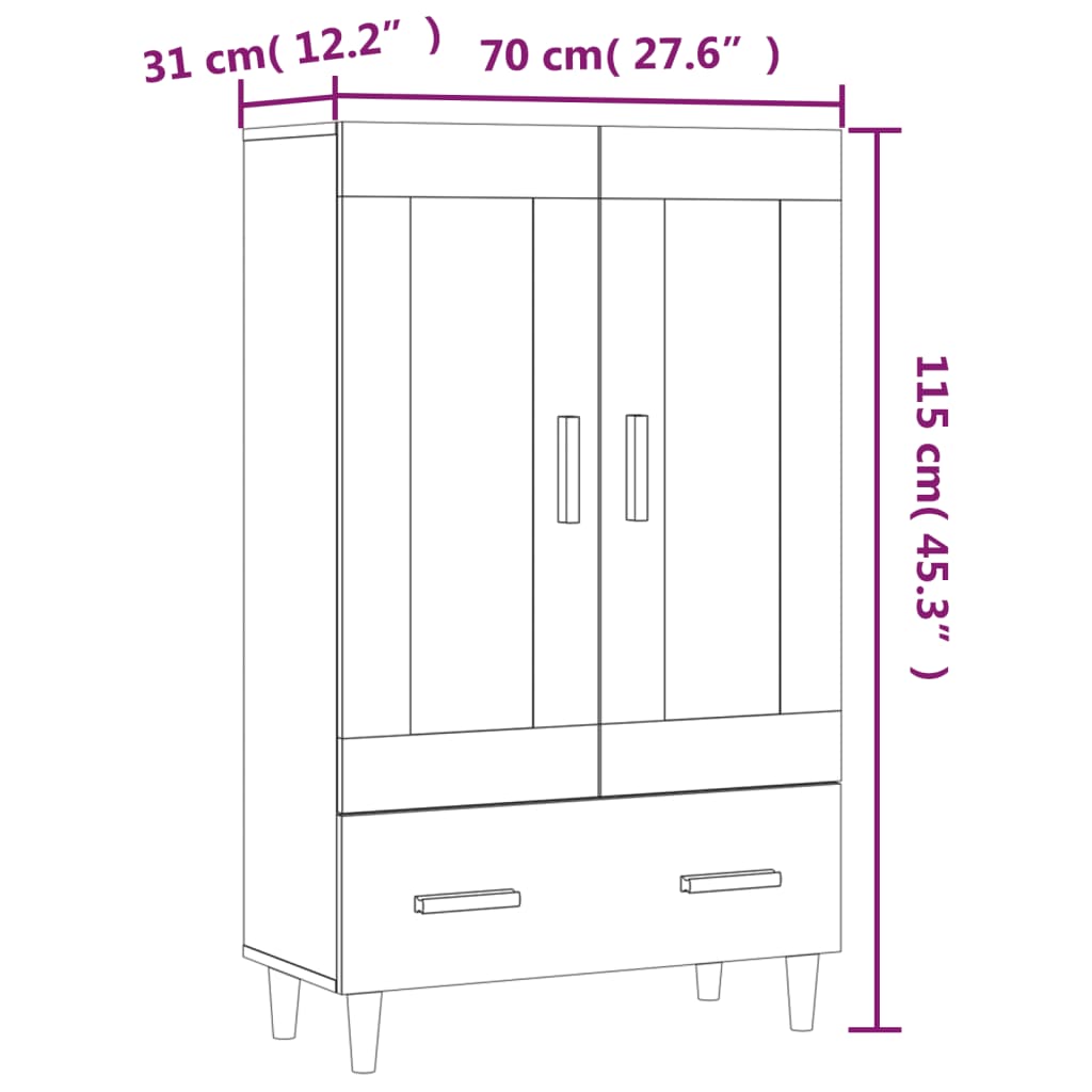 Highboard 70X31X115 Cm Engineered Wood