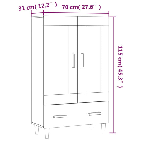 Highboard 70X31X115 Cm Engineered Wood