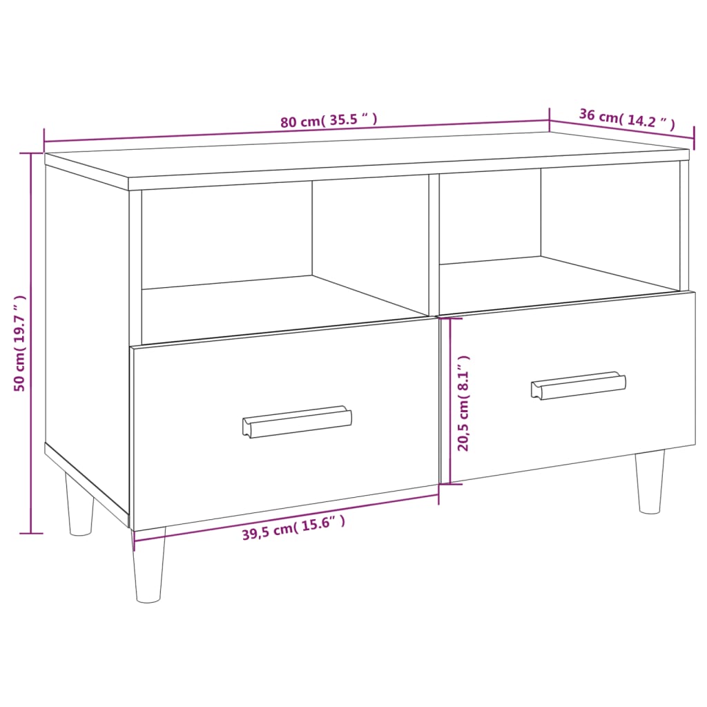 Tv Cabinet 80X36X50 Cm Engineered Wood