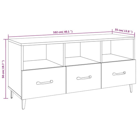 Tv Cabinet 102X35X50 Cm Engineered Wood