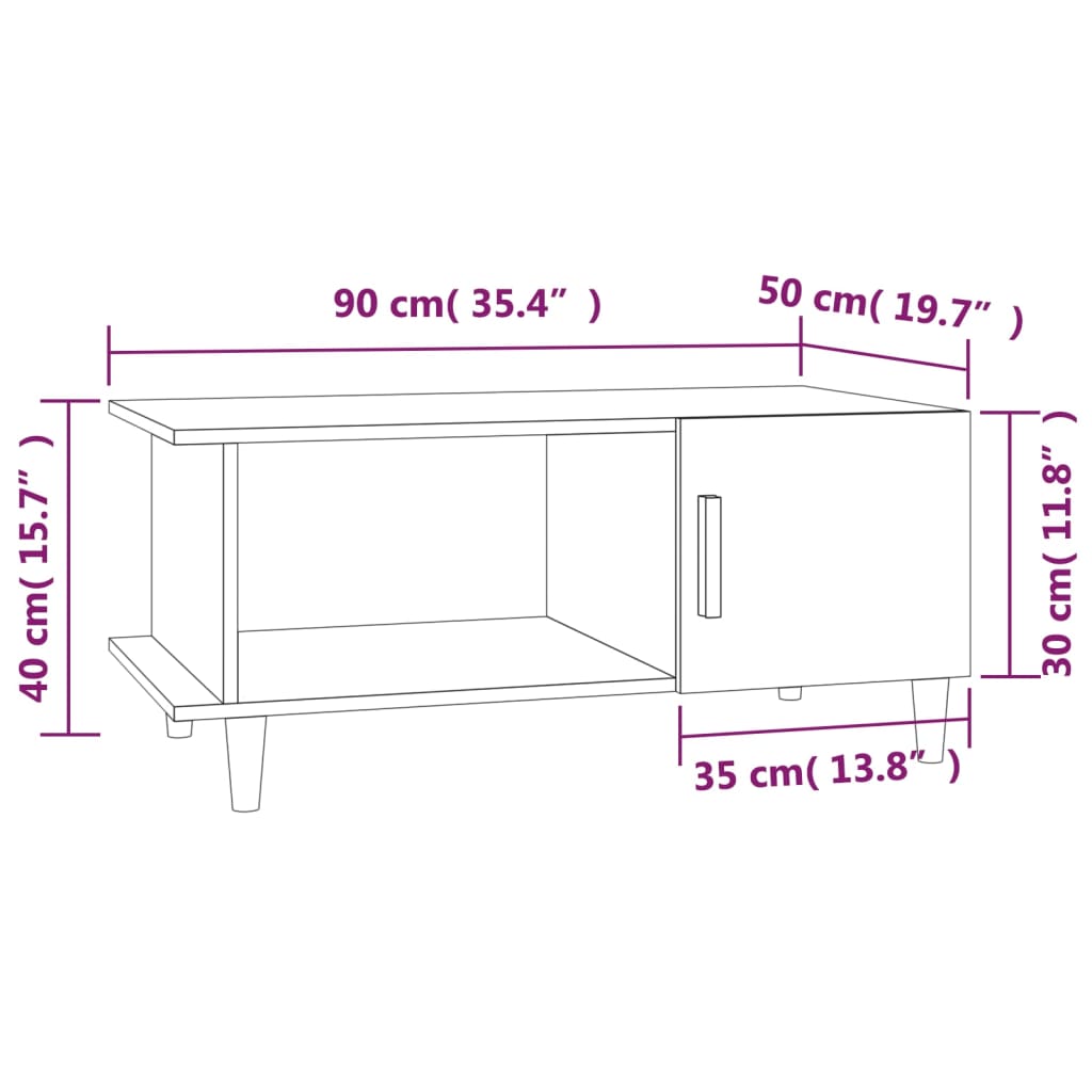 Coffee Table 90X50X40 Cm Engineered Wood