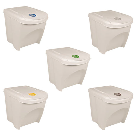 Stackable Garbage Bin Boxes 3 Pcs 75 L Polypropylene