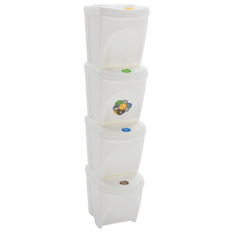 Stackable Garbage Bin Boxes 3 Pcs 75 L Polypropylene