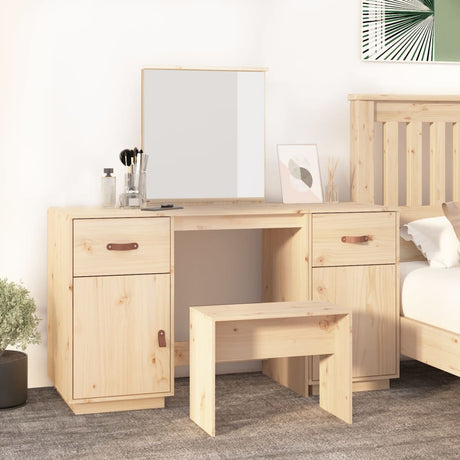 Dressing Table Set With A Mirror Solid Wood Pine