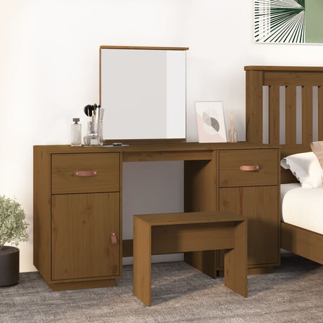 Dressing Table Set With A Mirror Solid Wood Pine