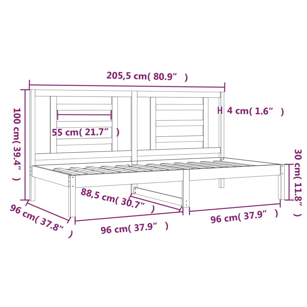 Day Bed Without Mattress Solid Wood Pine