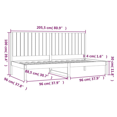Day Bed Without Mattress 90X200 Cm Solid Wood Pine