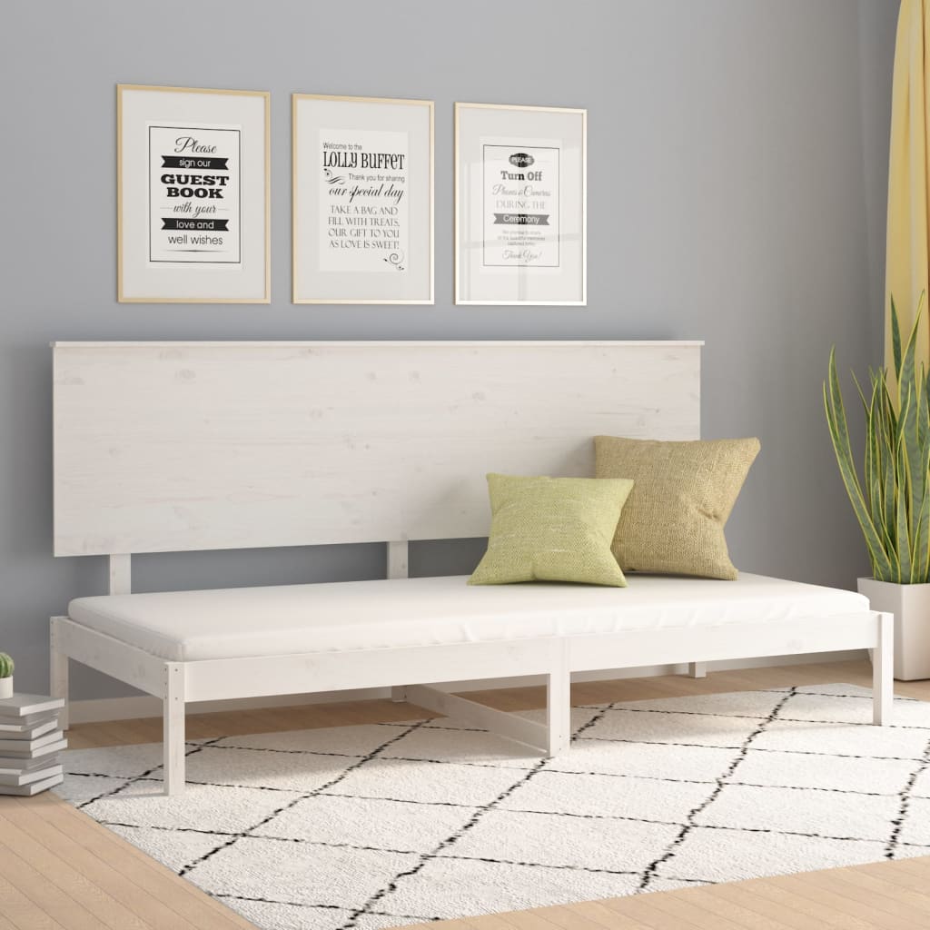 Day Bed without Mattress White 90x200 cm Solid Wood Pine