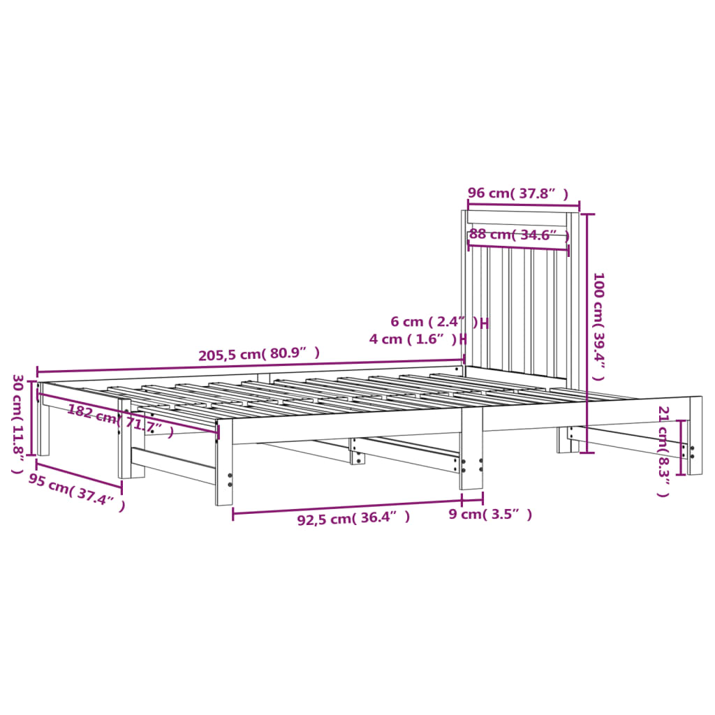Pull-Out Day Bed Without Mattress 2X(90X200) Cm