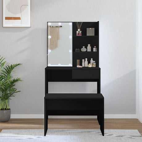 Dressing Table Set With Led Engineered Wood