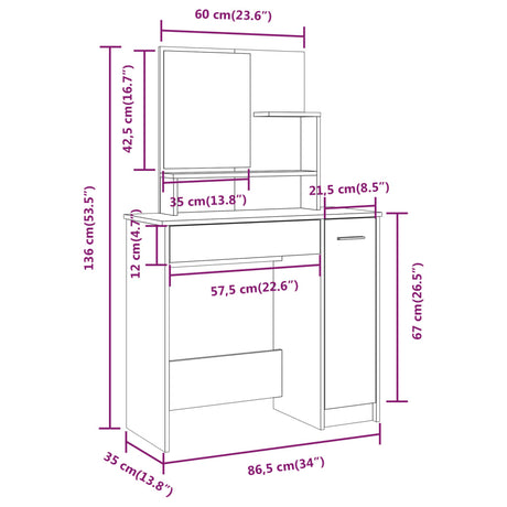 Dressing Table Set 86.5X35X136 Cm