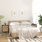 Bedside Cabinets 2 Pcs Solid Wood Pine And Natural Rattan