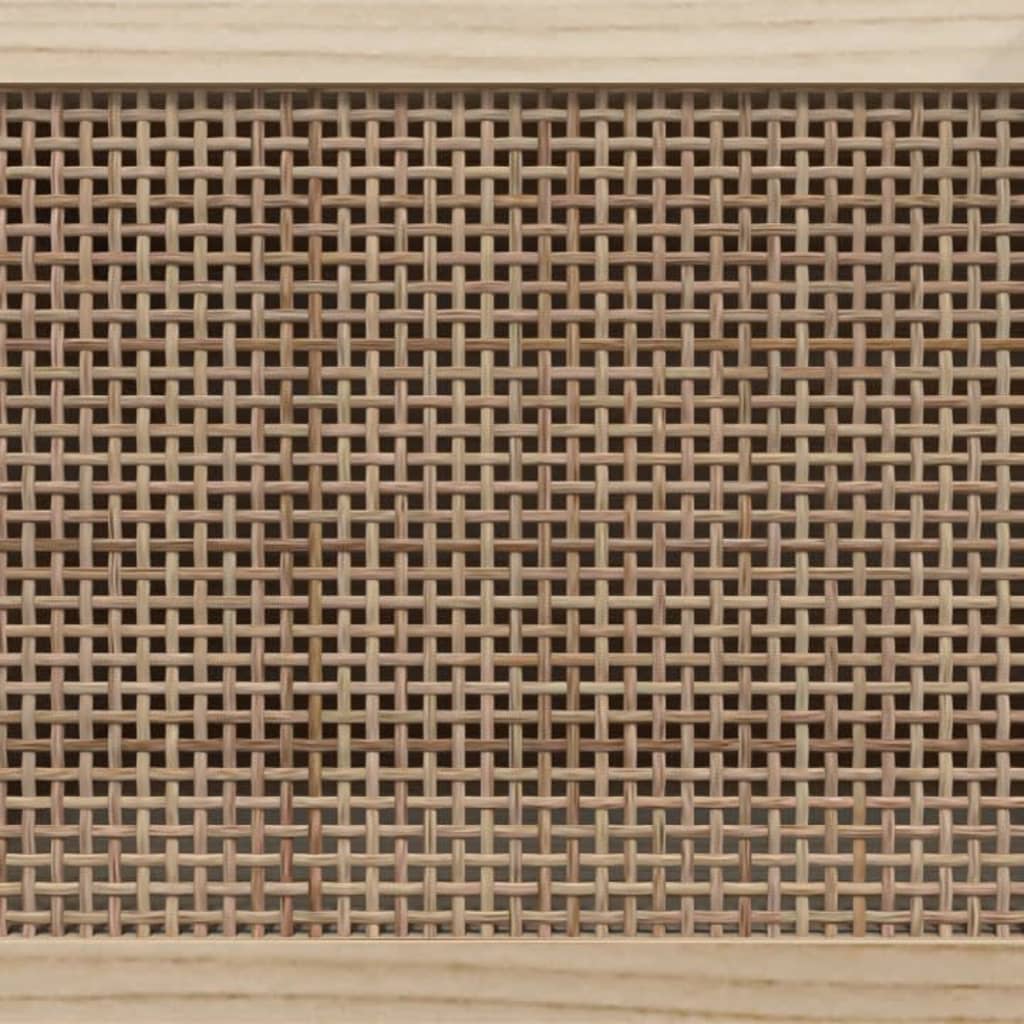 Tv Cabinet 80X30X40 Cm Solid Wood Pine And Natural Rattan