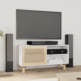 Tv Cabinet 80X30X40 Cm Solid Wood Pine And Natural Rattan
