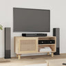 Tv Cabinet 80X30X40 Cm Solid Wood Pine And Natural Rattan