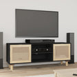 Tv Cabinet 105X30X40 Cm Solid Wood Pine&Natural Rattan