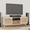 Tv Cabinet 105X30X40 Cm Solid Wood Pine&Natural Rattan