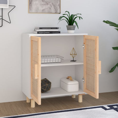 Sideboard 60X30X70 Cm Solid Wood Pine And Natural Rattan