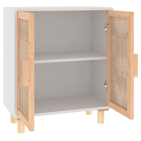 Sideboard 60X30X70 Cm Solid Wood Pine And Natural Rattan