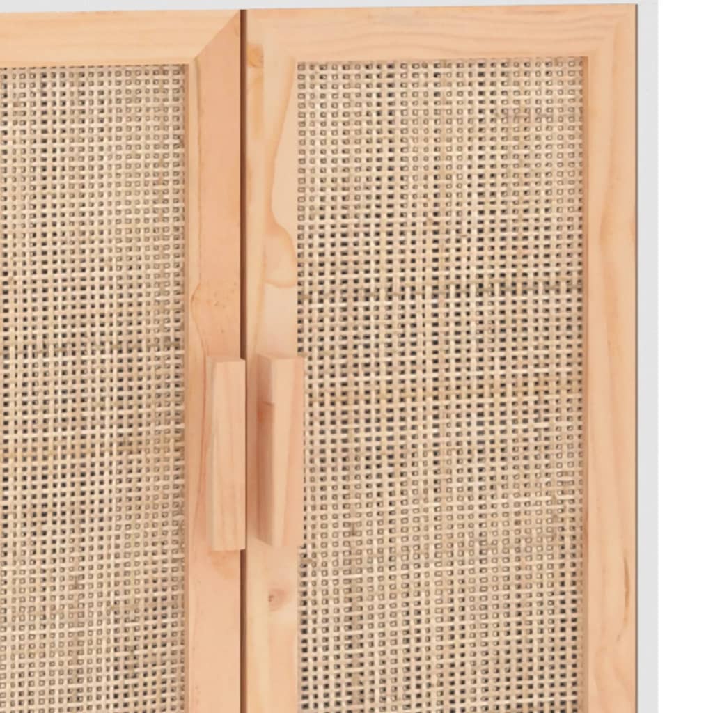 Sideboard 60X30X70 Cm Solid Wood Pine And Natural Rattan