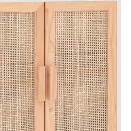 Sideboard 60X30X70 Cm Solid Wood Pine And Natural Rattan