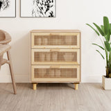 Sideboard 60X30X70 Cm Solid Wood Pine And Natural Rattan
