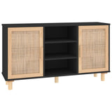 Sideboard 105X30X60 Cm Solid Wood Pine And Natural Rattan