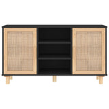 Sideboard 105X30X60 Cm Solid Wood Pine And Natural Rattan