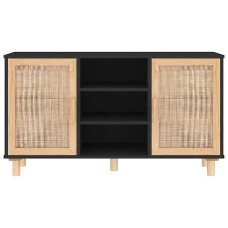 Sideboard 105X30X60 Cm Solid Wood Pine And Natural Rattan