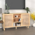 Sideboard 105X30X60 Cm Solid Wood Pine And Natural Rattan