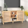 Sideboard 105X30X60 Cm Solid Wood Pine And Natural Rattan
