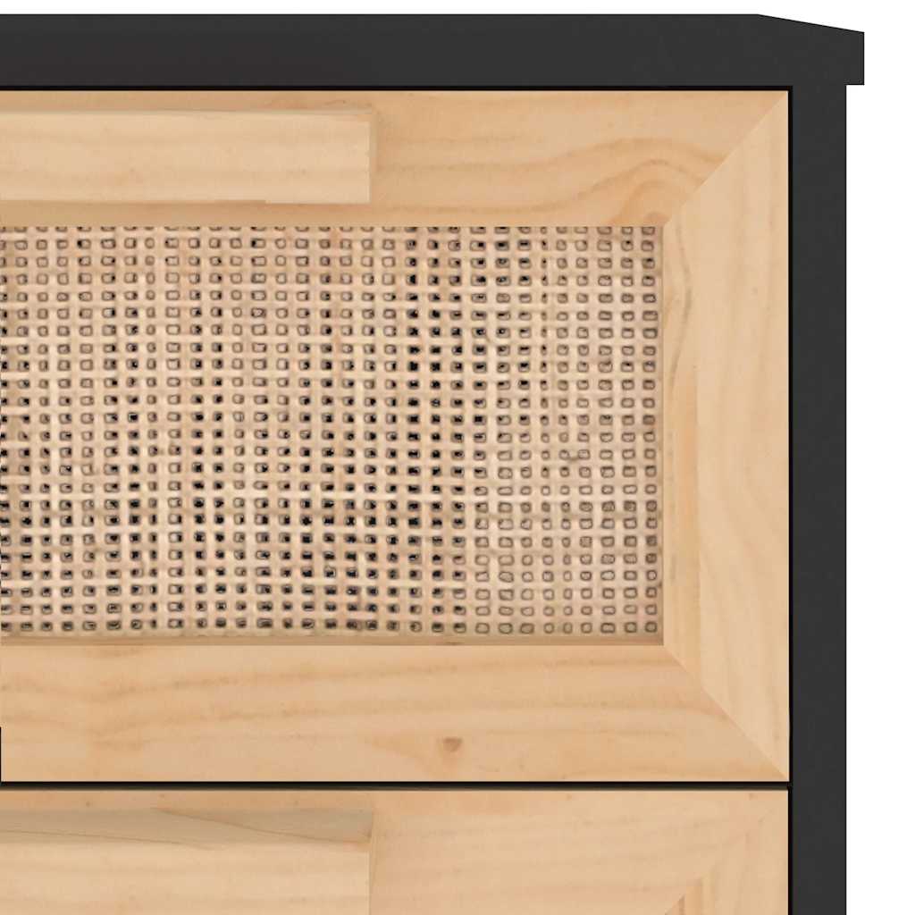 Sideboard 40X30X90 Cm Solid Wood Pine And Natural Rattan