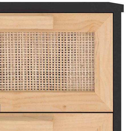 Sideboard 40X30X90 Cm Solid Wood Pine And Natural Rattan