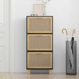 Shoe Cabinet 52X25X Engineered Wood&Natural Rattan