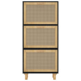 Shoe Cabinet 52X25X Engineered Wood&Natural Rattan