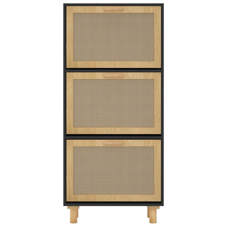 Shoe Cabinet 52X25X Engineered Wood&Natural Rattan