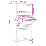 Shoe Cabinet 52X25X Engineered Wood&Natural Rattan