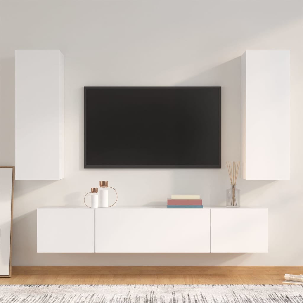 4 Piece Tv Cabinet Set Engineered Wood