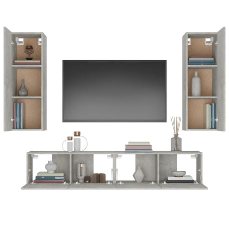 4 Piece Tv Cabinet Set Engineered Wood